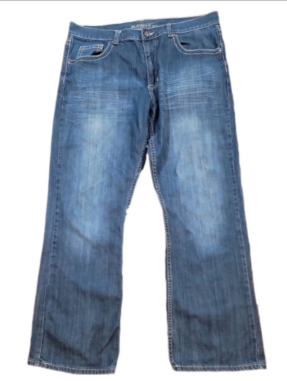 Flypaper Fly Paper Mens Size 38x32 Bootcut Jeans Embroidered Medium Blue Denim